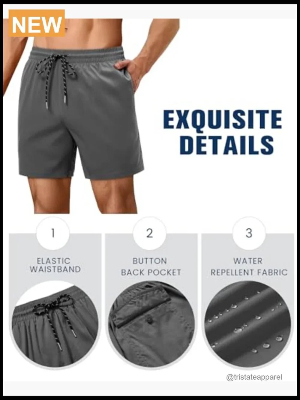 5 Inch Men's Swim Trunks with Built-In Liner Quick Dry Drawstring Pockets